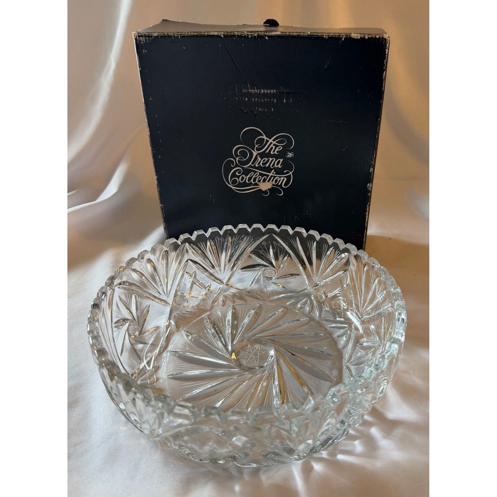 The Irena Collection 10 Inch Lead Crystal Bowl‎ Hand Cut Poland Pinwheel 8914